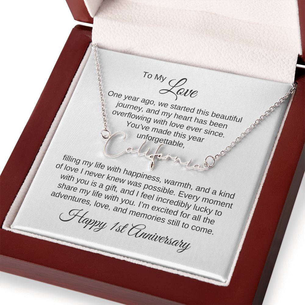 One Year Anniversary Gift for Her One Year Anniversary, Script Name Necklace