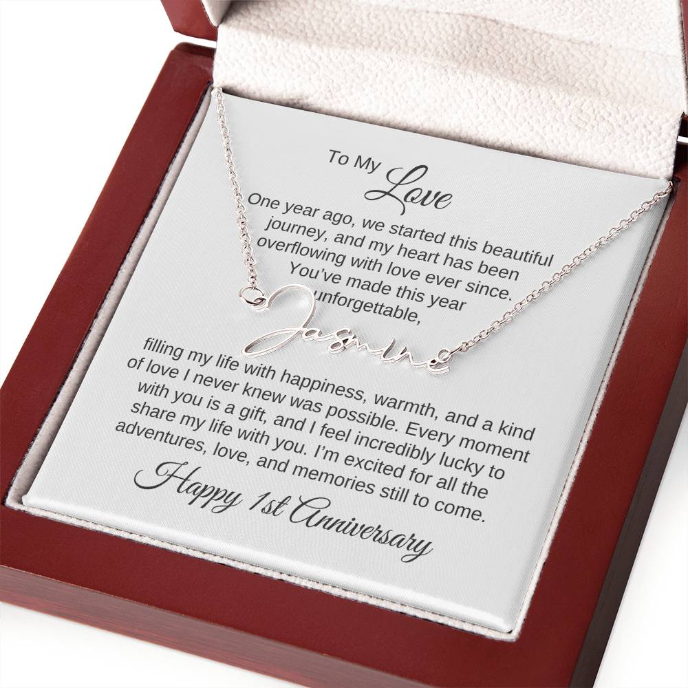 One Year Anniversary Gift for Her One Year Anniversary, Script Name Necklace