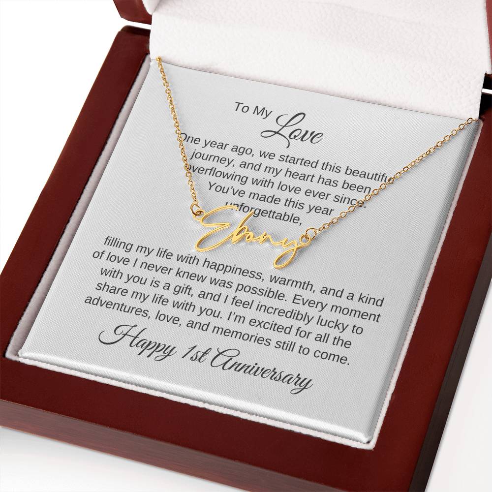 One Year Anniversary Gift for Her One Year Anniversary, Script Name Necklace