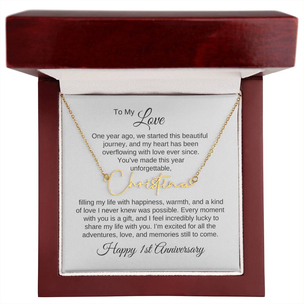 One Year Anniversary Gift for Her One Year Anniversary, Script Name Necklace