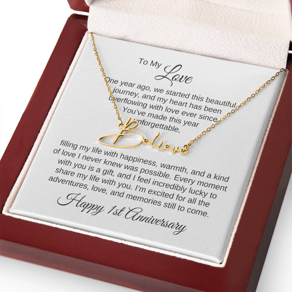 One Year Anniversary Gift for Her One Year Anniversary, Script Name Necklace