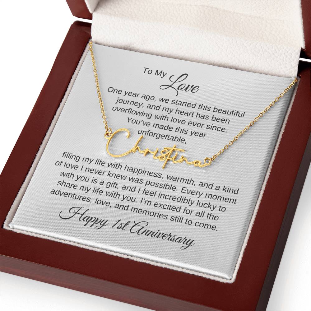 One Year Anniversary Gift for Her One Year Anniversary, Script Name Necklace