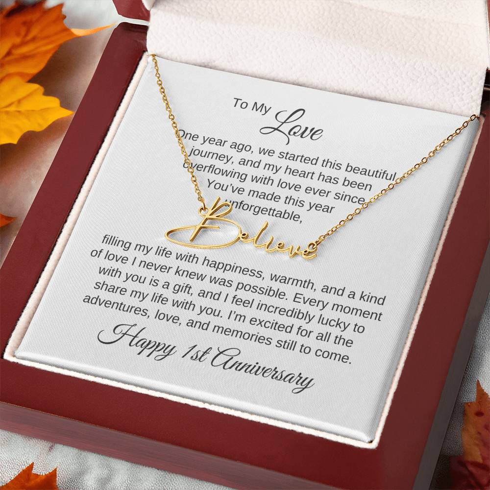 One Year Anniversary Gift for Her One Year Anniversary, Script Name Necklace