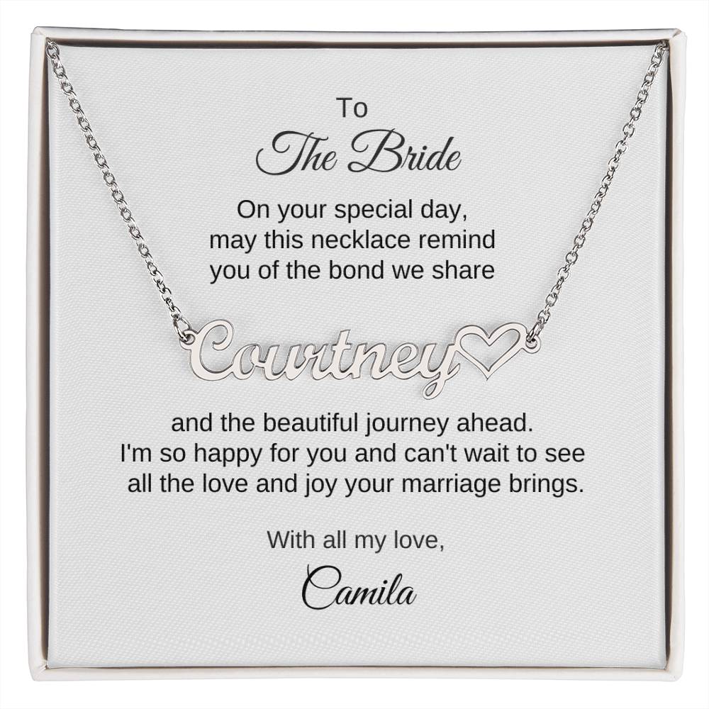 Gift for Best Friend Wedding, Heart Name Necklace, Gift on Wedding for Friend