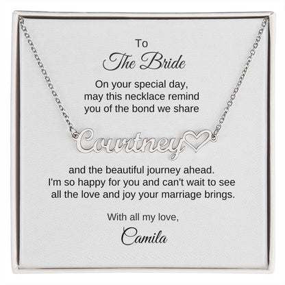 Gift for Best Friend Wedding, Heart Name Necklace, Gift on Wedding for Friend