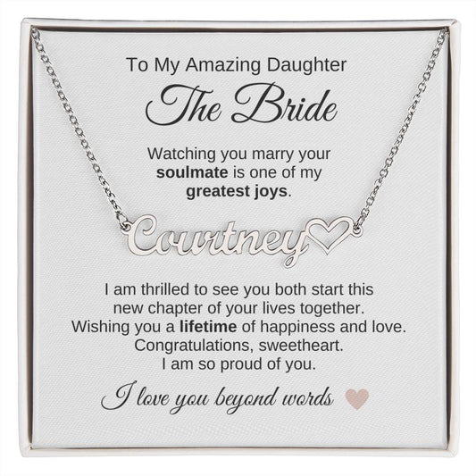 Daughter Wedding Gift Wedding Present for Daughter Custom Name Heart - MKT Custom Jewelry