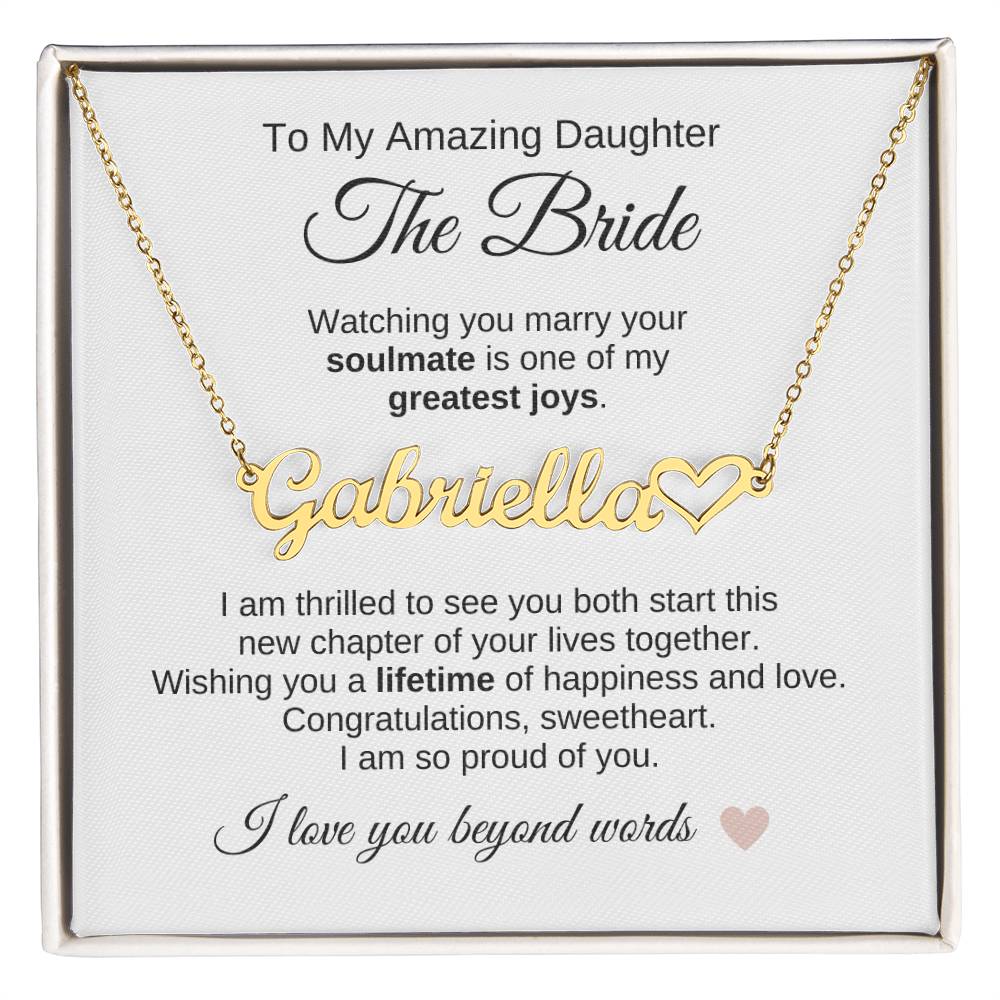 Daughter Wedding Gift Wedding Present for Daughter Custom Name Heart - MKT Custom Jewelry