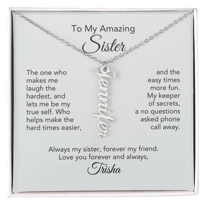 Sister Unique Gifts Necklace for Sister Custom Name Dangle Necklace - MKT Custom Jewelry