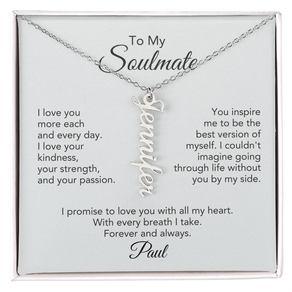 Soulmate Gift for Her Custom Name Dangle Necklace Girlfriend Gift Necklace for Wife