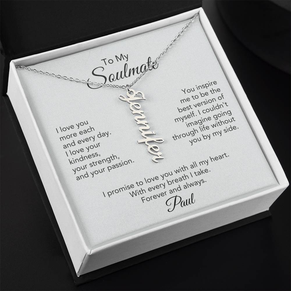 Soulmate Gift for Her Custom Name Dangle Necklace Girlfriend Gift Necklace for Wife