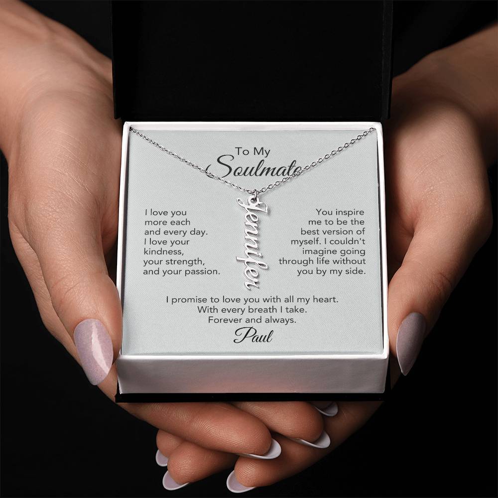 Soulmate Gift for Her Custom Name Dangle Necklace Girlfriend Gift Necklace for Wife