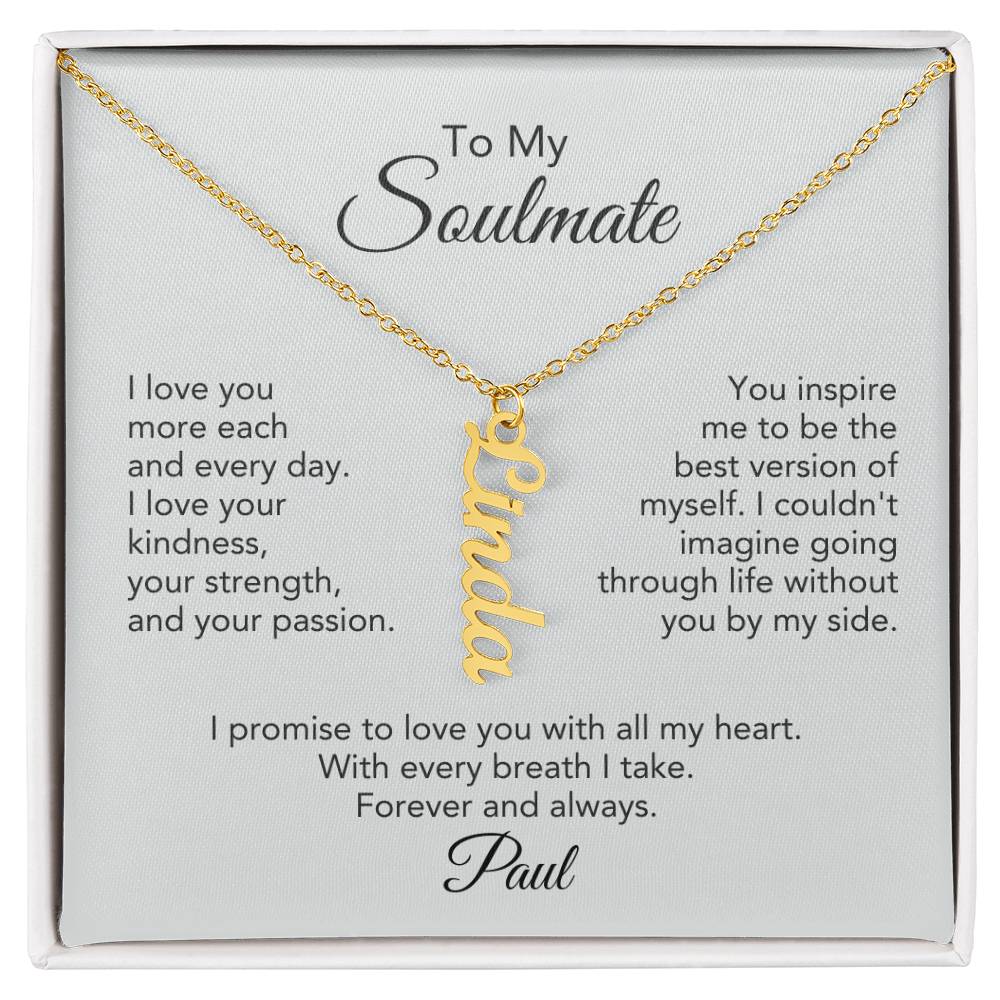 Soulmate Gift for Her Custom Name Dangle Necklace Girlfriend Gift Necklace for Wife