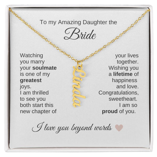 Daughter Wedding Gift Wedding Present for Daughter Custom Name Dangle - MKT Custom Jewelry