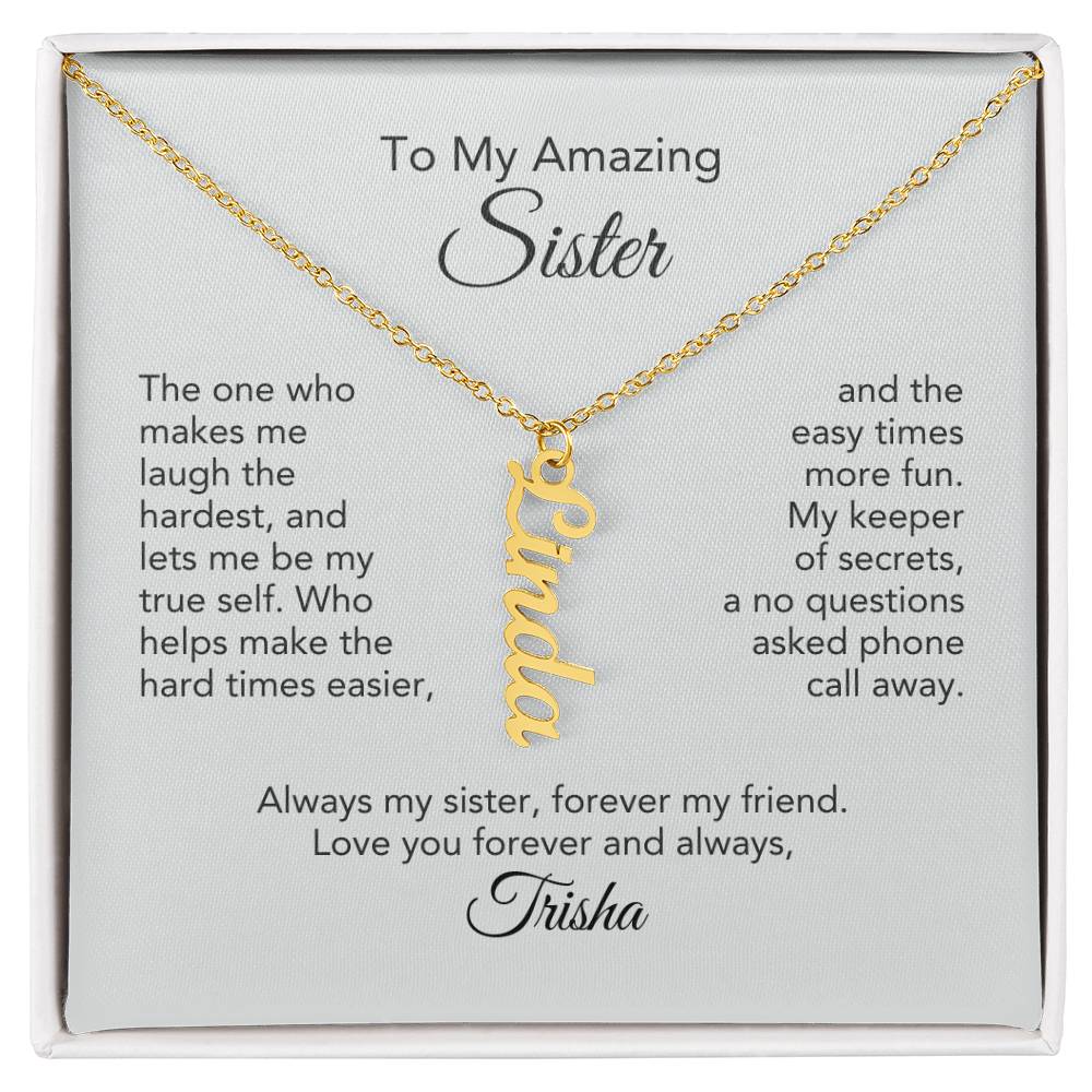 Sister Unique Gifts Necklace for Sister Custom Name Dangle Necklace - MKT Custom Jewelry