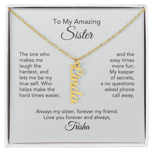 Sister Unique Gifts Necklace for Sister Custom Name Dangle Necklace - MKT Custom Jewelry