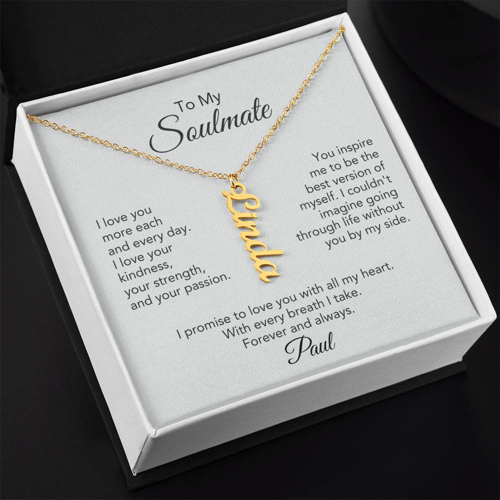 Soulmate Gift for Her Custom Name Dangle Necklace Girlfriend Gift Necklace for Wife