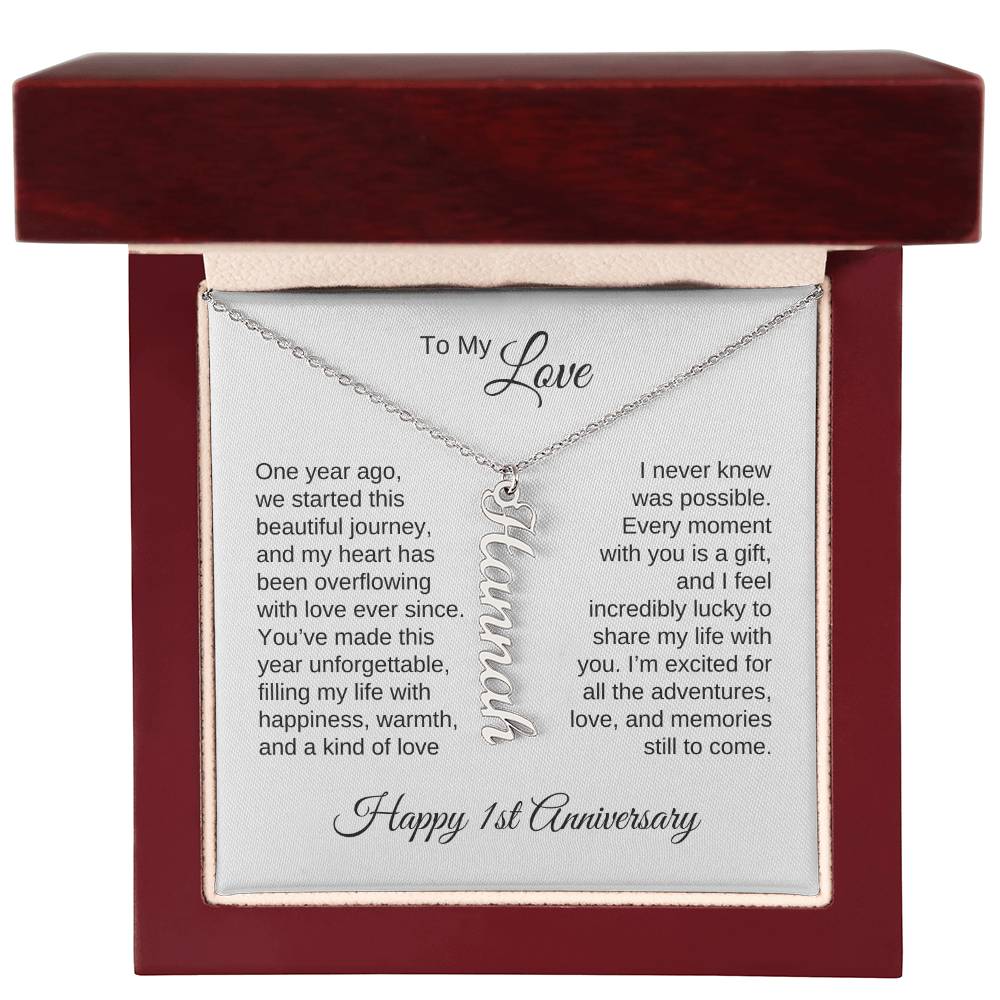 One Year Anniversary Gift for Her One Year Anniversary, Dangle Name Necklace