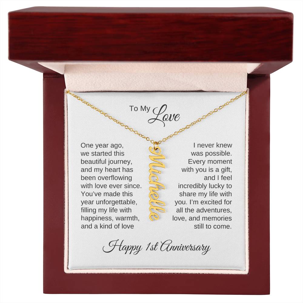 One Year Anniversary Gift for Her One Year Anniversary, Dangle Name Necklace