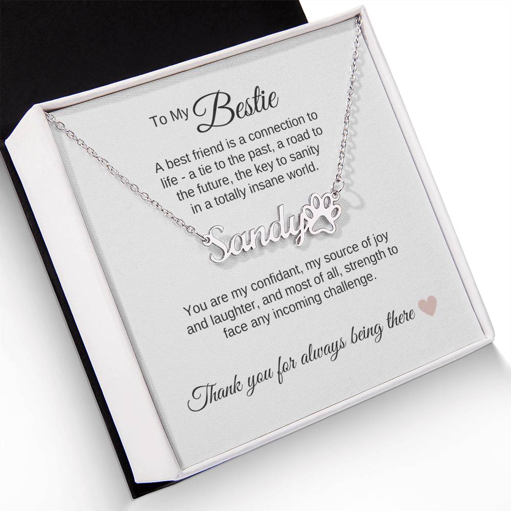 Best BFF Presents Friends are the Best Gifts Custom Name Paw Print - MKT Custom Jewelry