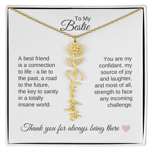 Best BFF Presents Friends are the Best Gifts Custom Name Birth Flower Necklace - MKT Custom Jewelry