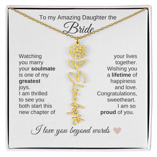 Daughter Wedding Gift Wedding Present for Daughter Birth Flower Custom Name - MKT Custom Jewelry