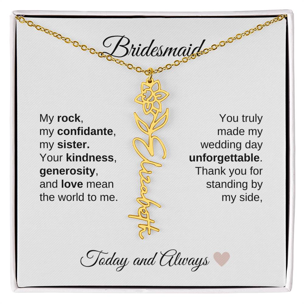 Bridesmaids Wedding Day Gifts Bridal Party Gifts Birth Flower Custom Name Necklace