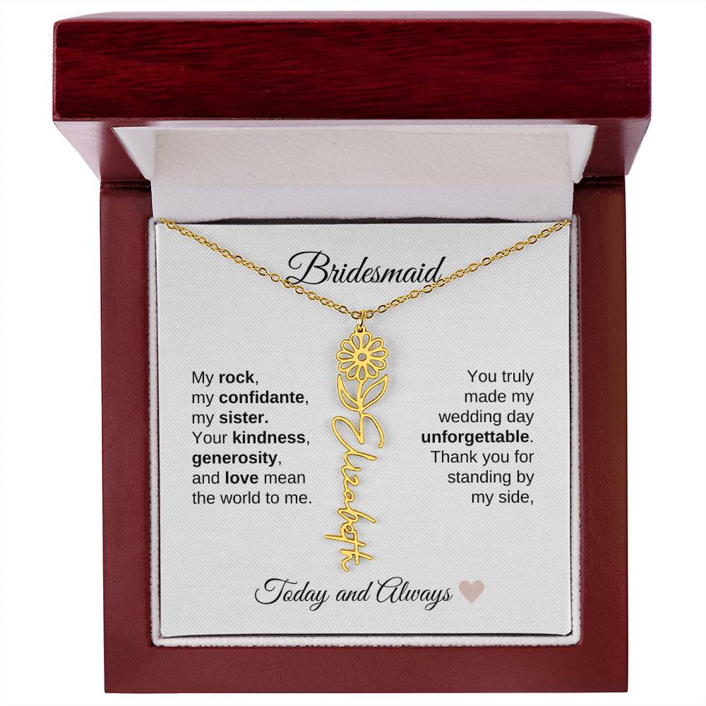 Bridesmaids Wedding Day Gifts Bridal Party Gifts Birth Flower Custom Name Necklace