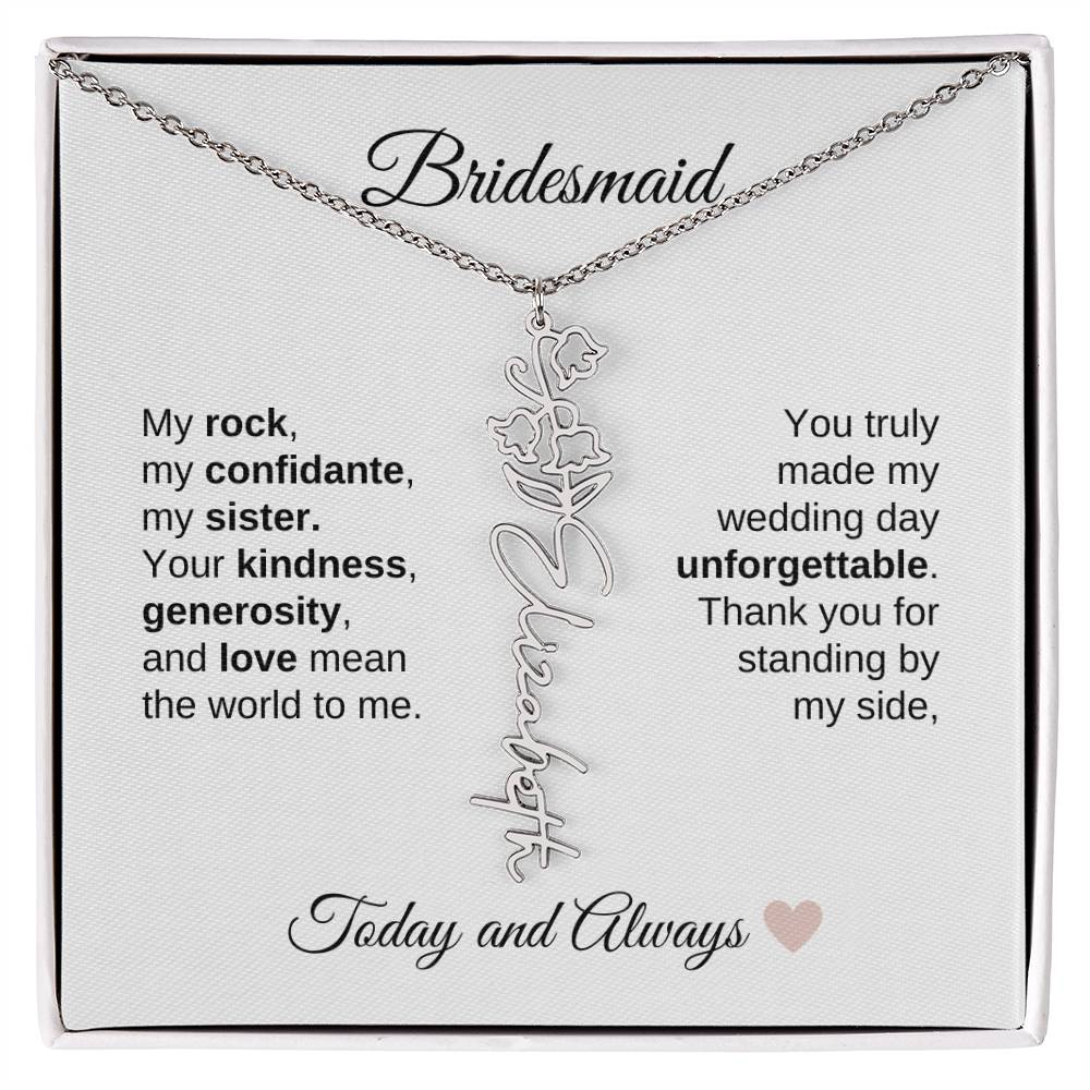 Bridesmaids Wedding Day Gifts Bridal Party Gifts Birth Flower Custom Name Necklace