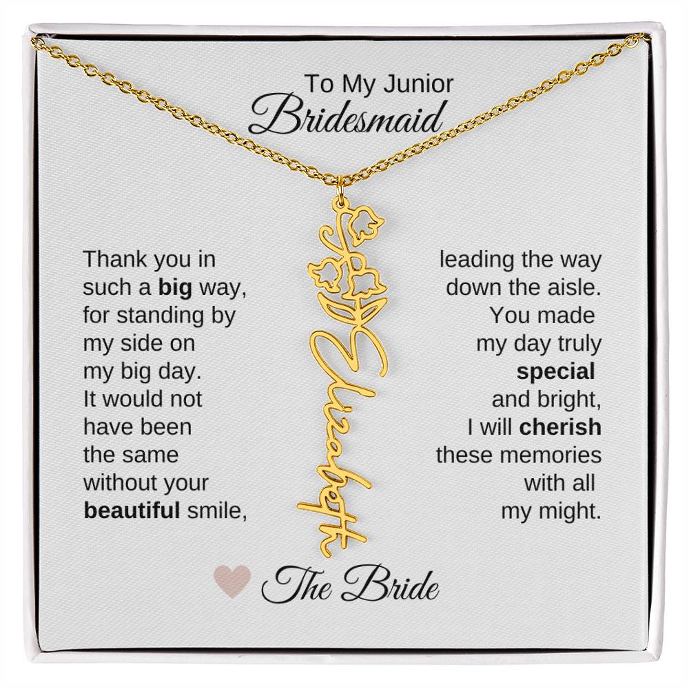 Junior Bridesmaid Gifts Wedding Bridal Party Gifts Birth Flower Custom Name - MKT Custom Jewelry