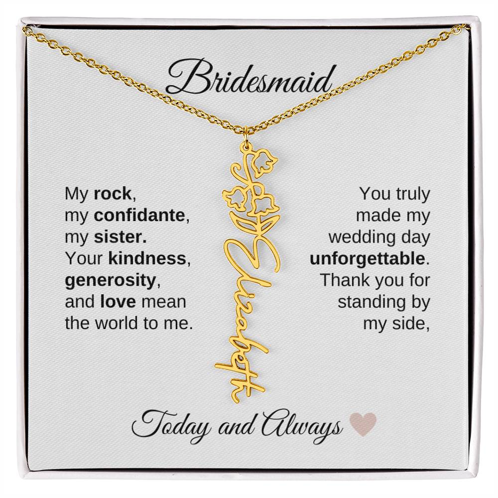 Bridesmaids Wedding Day Gifts Bridal Party Gifts Birth Flower Custom Name Necklace