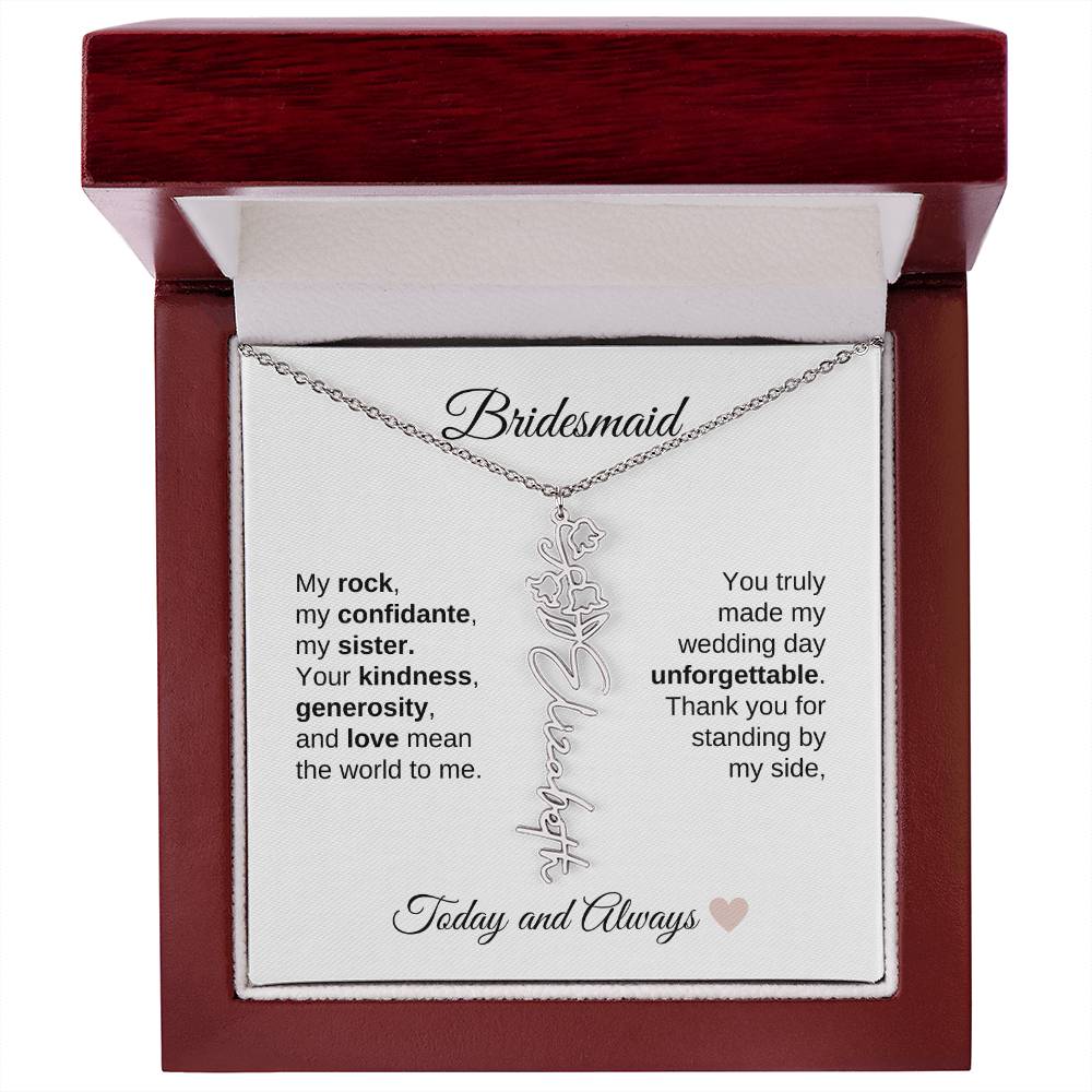 Bridesmaids Wedding Day Gifts Bridal Party Gifts Birth Flower Custom Name Necklace