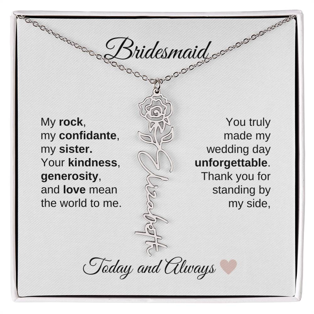 Bridesmaids Wedding Day Gifts Bridal Party Gifts Birth Flower Custom Name Necklace