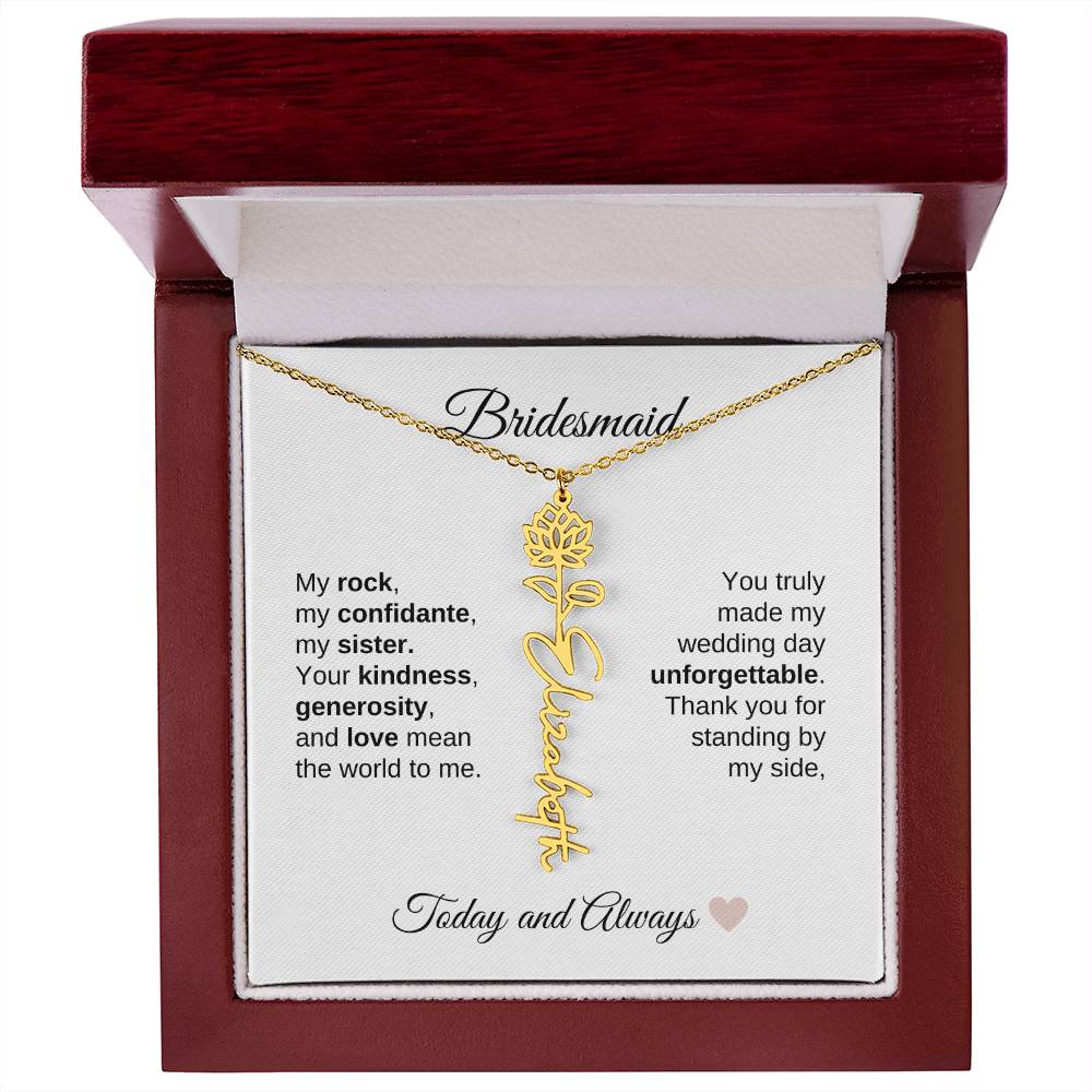 Bridesmaids Wedding Day Gifts Bridal Party Gifts Birth Flower Custom Name Necklace