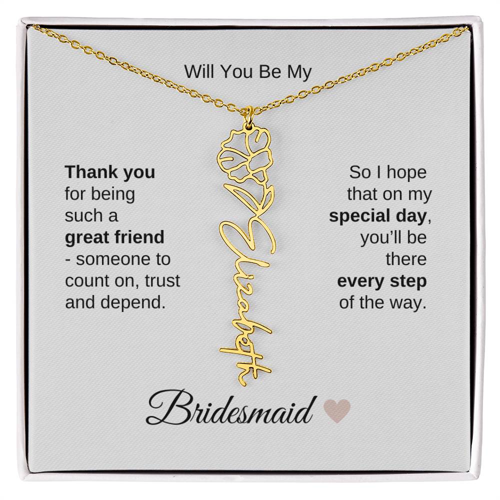 Will You Be My Bridesmaid Proposal Gift Birth Flower Custom Name Necklace