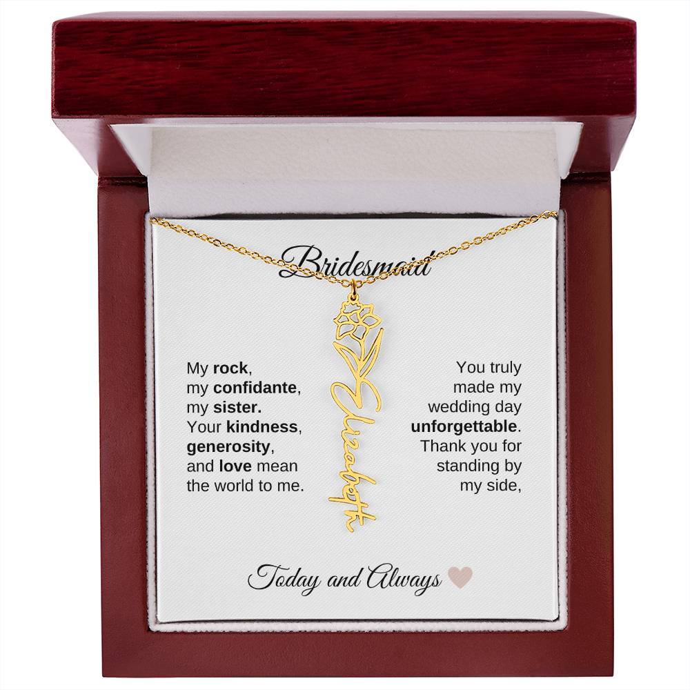 Bridesmaids Wedding Day Gifts Bridal Party Gifts Birth Flower Custom Name Necklace