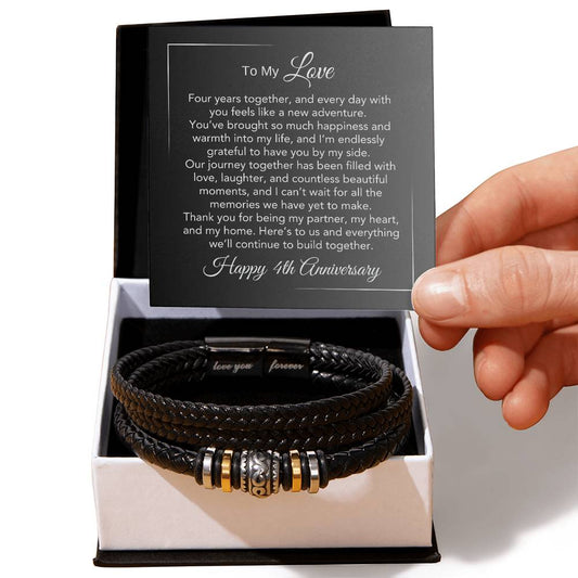 4th Year Anniversary Gift for Him Four Year Anniversary Gifts for Him, Love You Forever Bracelet