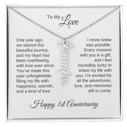 One Year Anniversary Gift for Her One Year Anniversary, Custom Names Necklace