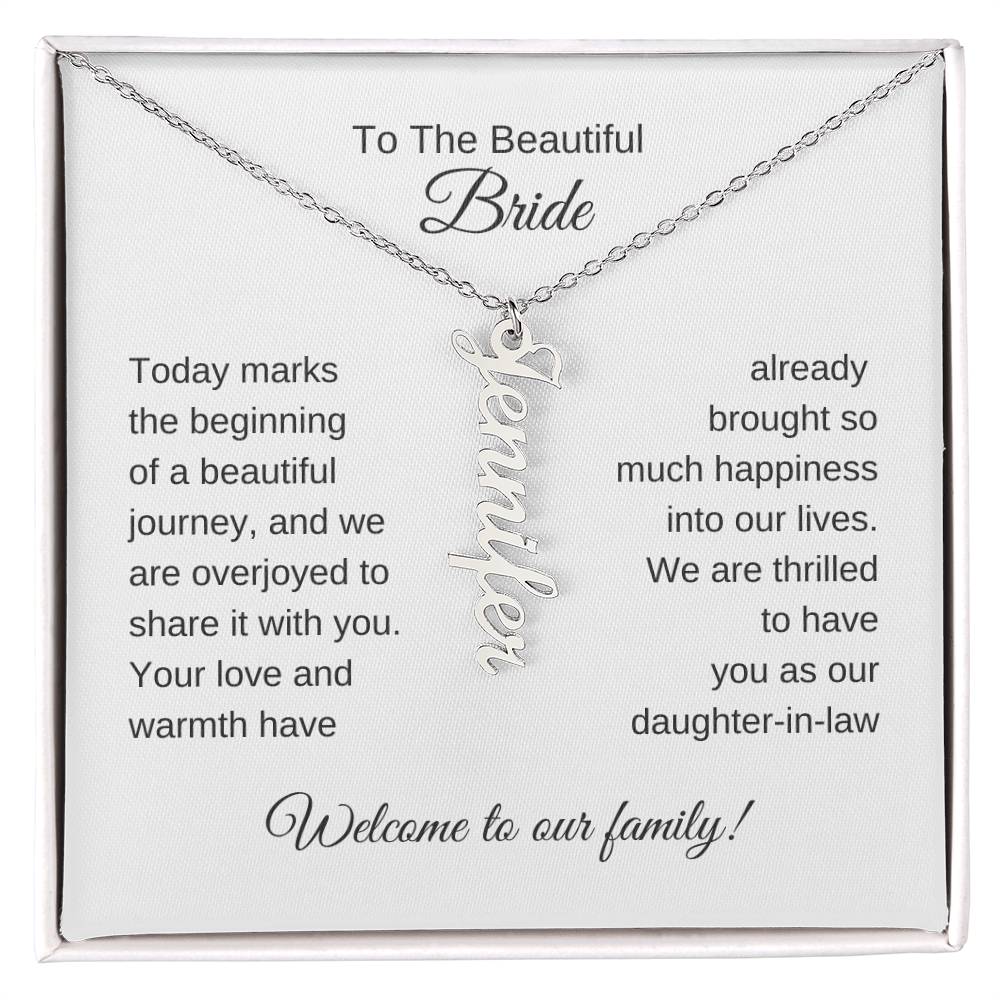 Daughter In Law Gift For Wedding, Custom Names Necklace, Wedding Gift Daughter-In-Law