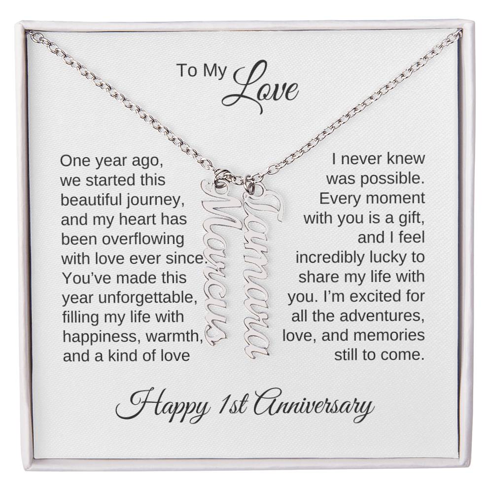 One Year Anniversary Gift for Her One Year Anniversary, Custom Names Necklace