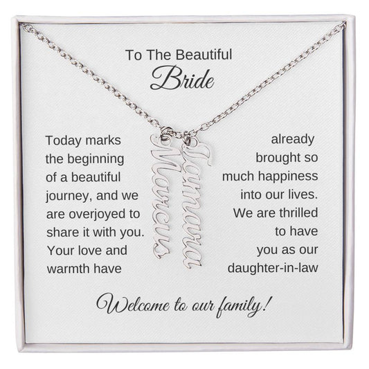 Daughter In Law Gift For Wedding, Custom Names Necklace, Wedding Gift Daughter-In-Law