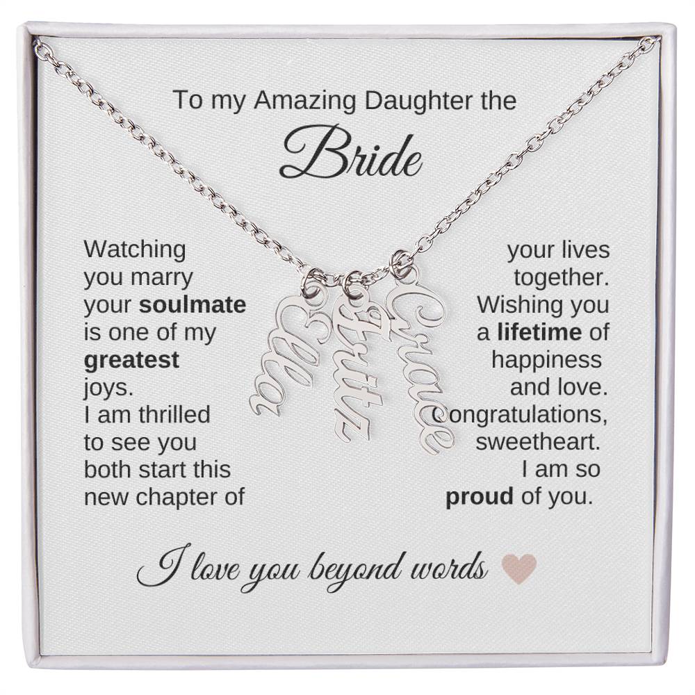 Daughter Wedding Gift From Mom Wedding Present for Daughter Multiple Custom Names - MKT Custom Jewelry