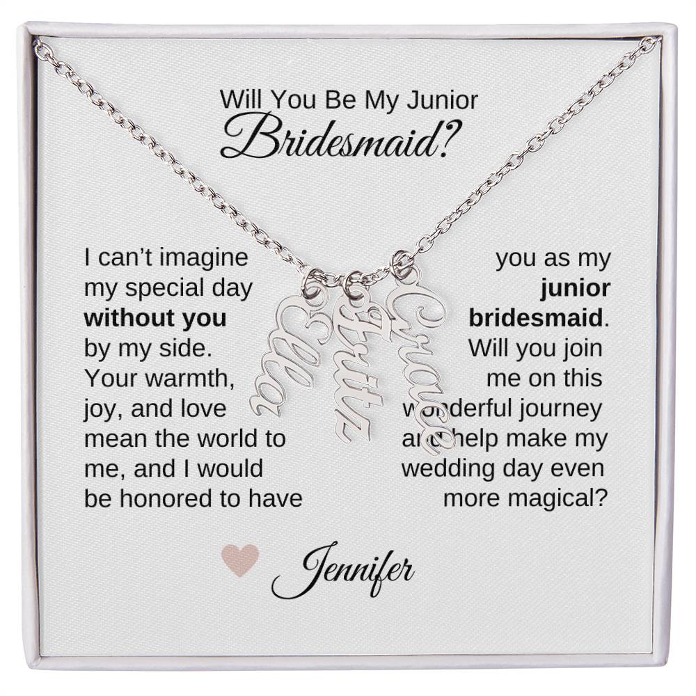 Junior Bridesmaid Proposal Gift, Custom Names Necklace, Jr Bridesmaid Gift