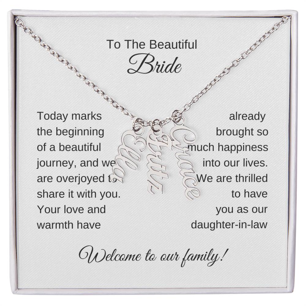 Daughter In Law Gift For Wedding, Custom Names Necklace, Wedding Gift Daughter-In-Law