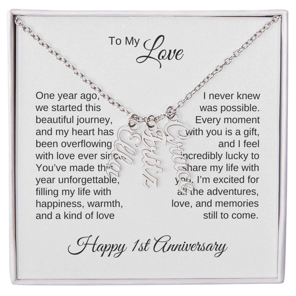 One Year Anniversary Gift for Her One Year Anniversary, Custom Names Necklace