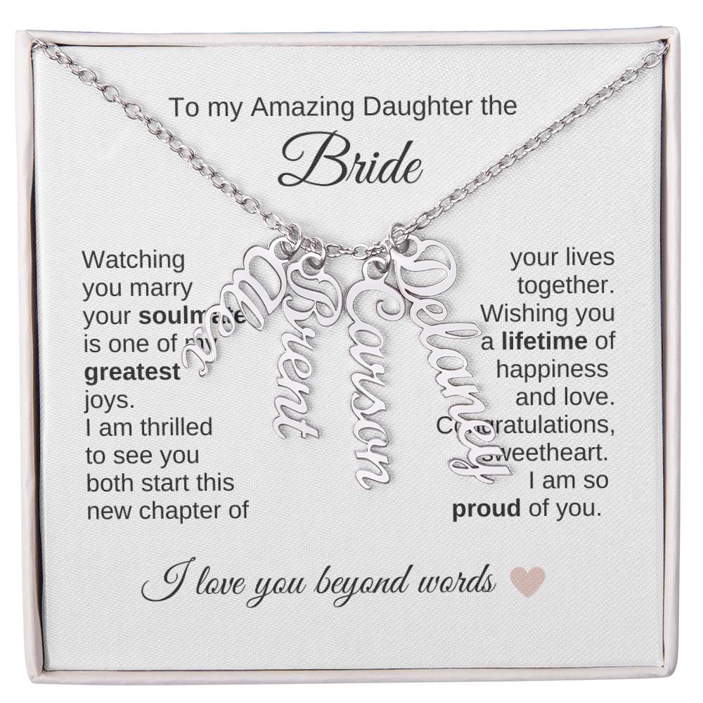 Daughter Wedding Gift From Mom Wedding Present for Daughter Multiple Custom Names - MKT Custom Jewelry