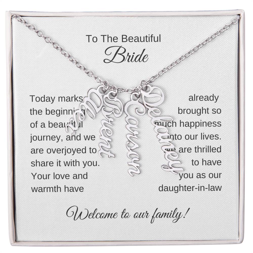 Daughter In Law Gift For Wedding, Custom Names Necklace, Wedding Gift Daughter-In-Law