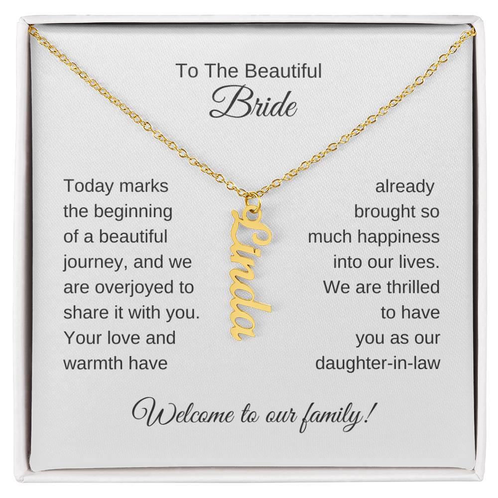 Daughter In Law Gift For Wedding, Custom Names Necklace, Wedding Gift Daughter-In-Law