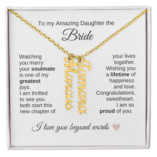 Daughter Wedding Gift From Mom Wedding Present for Daughter Multiple Custom Names - MKT Custom Jewelry