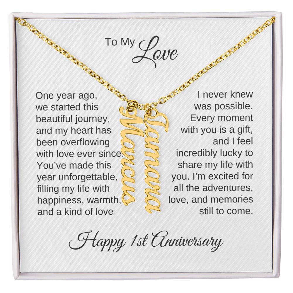 One Year Anniversary Gift for Her One Year Anniversary, Custom Names Necklace