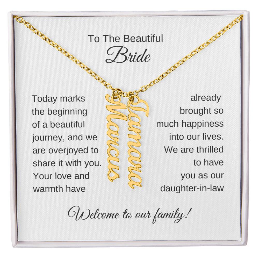 Daughter In Law Gift For Wedding, Custom Names Necklace, Wedding Gift Daughter-In-Law